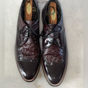 Stacy Adams 00375 Dayton Burgundy Ostrich Print Goodyear Welted Wingtip Size 13